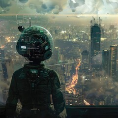 The AI-generated photo shows a person in a futuristic city