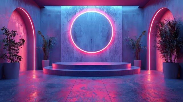 Revolutionary blank mockup podium with realtime analytics and feedback loop integration, offering insights into viewer interactions and preferences for targeted marketing