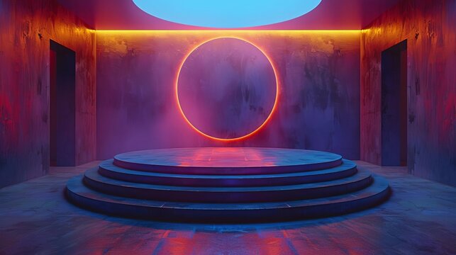 Revolutionary blank mockup podium with realtime analytics and feedback loop integration, offering insights into viewer interactions and preferences for targeted marketing