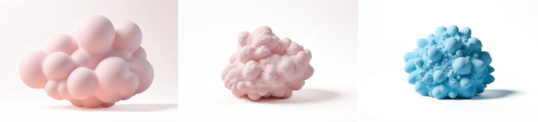 A large, fluffy pink cloud-like shape against a dark background