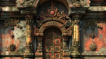 Temple Architecture: Intricate details of a Buddhist shrine.