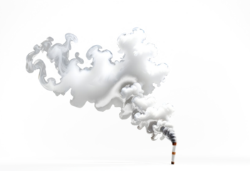 Billowing white smoke against a dark background
