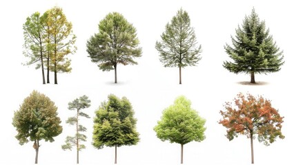Tree Specimens: Individual trees set apart against a blank white backdrop.