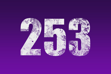 flat white grunge number of 253 on purple background.