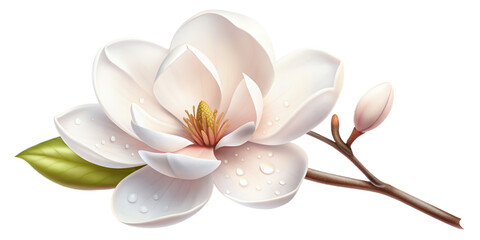 Graceful Awakening: Pink and White Magnolia in Bloom, PNG transparent image, AI generative.