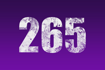 flat white grunge number of 265 on purple background.