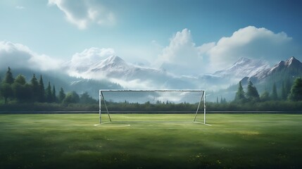 A football field with a unique goalpost design