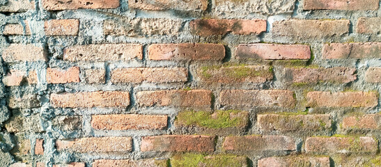 The red brick wall of the old house, the background of the red brick wall of the old house