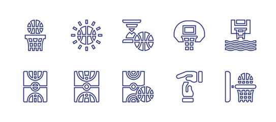 Basketball line icon set. Editable stroke. Vector illustration. Containing basketball, basketball court, basketball field.