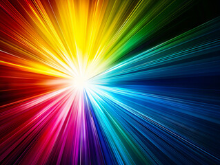 A colorful light burst background.