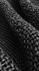 A close up of black mesh fabric.