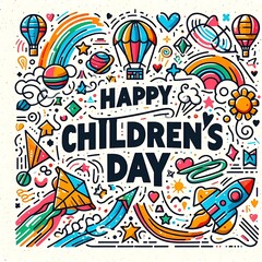 Happy childrens day illustration 