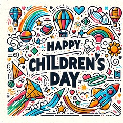 Fototapeta premium Happy childrens day illustration 
