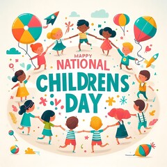 Fototapeta premium Happy international childrens day card