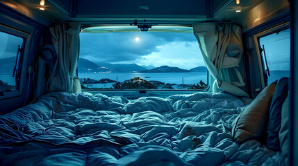 Camping view from the car to nature