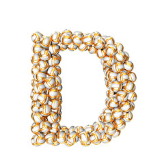 Symbol made of golden volleyballs. letter d