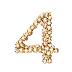 Symbol made of golden volleyballs. number 4