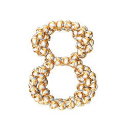 Obraz premium Symbol made of golden volleyballs. number 8
