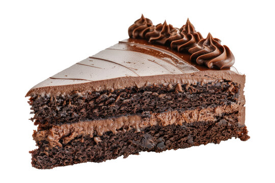 piece of chocolate cake isolated on transparent or white background cutout png
