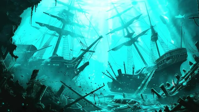 shipwrecked at the bottom of the sea