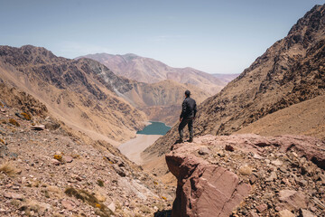 Lake Ifni located in the Toubkal National Park in the High Atlas Mountains of Morocco.

