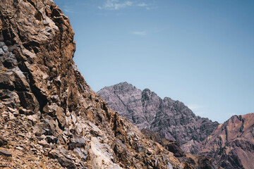 Toubkal National Park in Morocco is a landscape with rugged terrain. 
