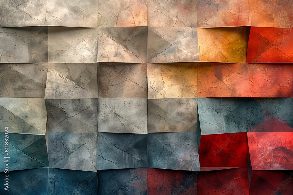 Aufkleber an abstract textured geometric pattern on a wall featuring a gradient from black to light gray