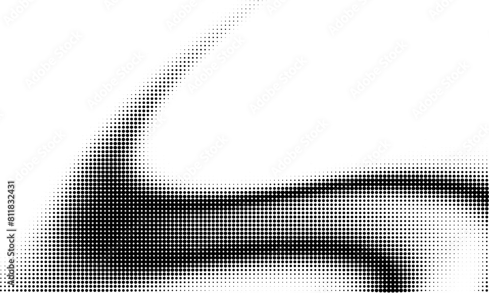 Poster monochrome gradient halftone dots background. overlay png illustration. abstract grunge dots on tran