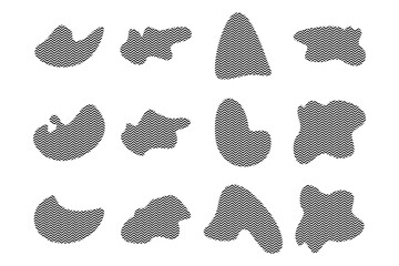 Blobs Fluid Shapes with Zig Zag Stripes pictogram symbol visual illustration Set