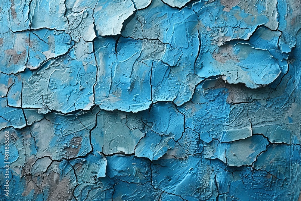 Aufkleber detailed view of blue paint texture with visible cracks and variations on a robust surface