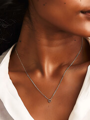 attractive woman neck wearing a jewelry necklace