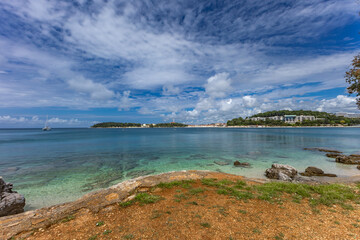 Obraz premium Rest on the Adriatic Sea, May weekend in Croatia, visiting Rovinj on the Istrian