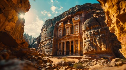 Exploring the ancient ruins of Petra in Jordan where the stone facades carved into the cliffs...