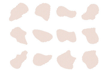 Blobs Fluid Shapes with Zig Zag Lins Set pictogram symbol visual illustration Set