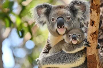 Mother koala with baby, AI generated