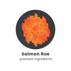 Hand drawn vector illustration of salmon roe or red salmon caviar