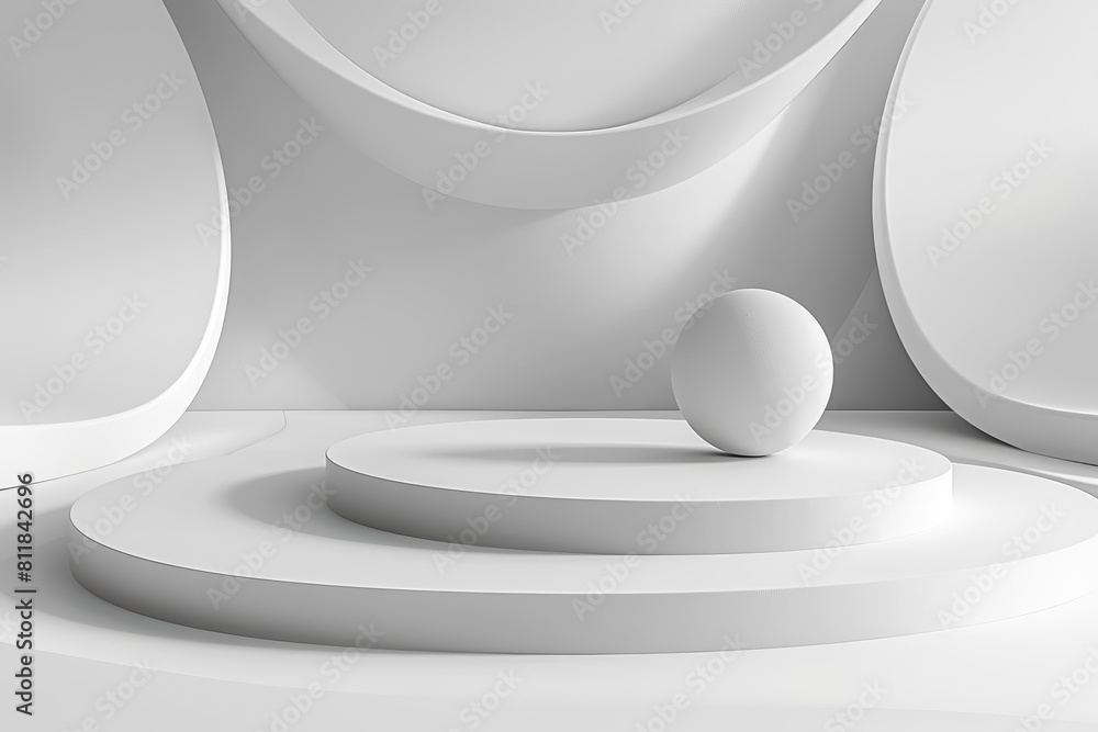 Fototapete background of elegant circle shape design intertwines with white luxury elements in a minimal settin