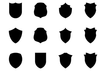 Shield Emblem & Badge Logos Glyph pictogram symbol visual illustration Set