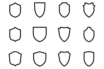 Shield Emblem & Badge Logos Line pictogram symbol visual illustration Set