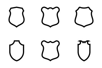 Shield Emblem & Badge Logos Line pictogram symbol visual illustration Set