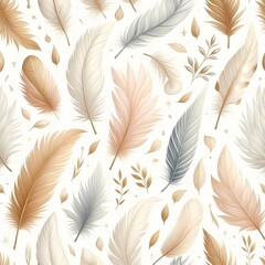 background seamless pattern with feathers, generative ai