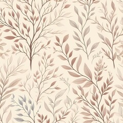 background seamless floral pattern with branches, generative ai