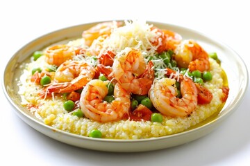 Gourmet Shrimp and Grits with Vibrant Peas and Butter Sauce