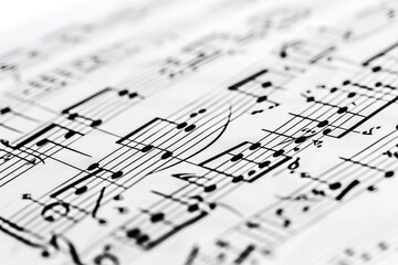 Ein Blatt Papier mit schwarzen Noten, Notenblatt 