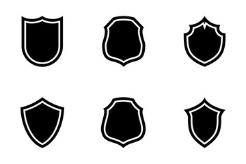 Shield Emblem & Badge Logos Glyph with Frame pictogram symbol visual illustration Set