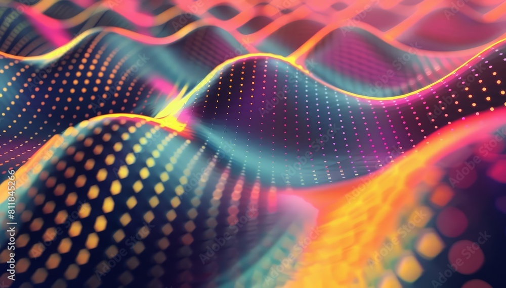 Poster colorful curve lines and halftone patterns animate a dynamic sport banner with vibrant energy, sharp