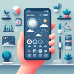 A hand holding a phone image art harmony lively illustrator.