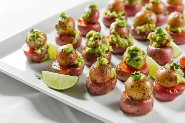 Yummy Potato-Chorizo Hors d'Oeuvres with Zesty Lime and Avocado Salsa