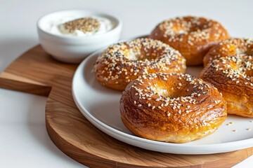 Homemade 2-Ingredient Bagels with Everything Spice and Whipped Cream Cheese