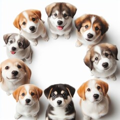Many puppies looking up art attractive harmony has illustrative meaning card design illustrator